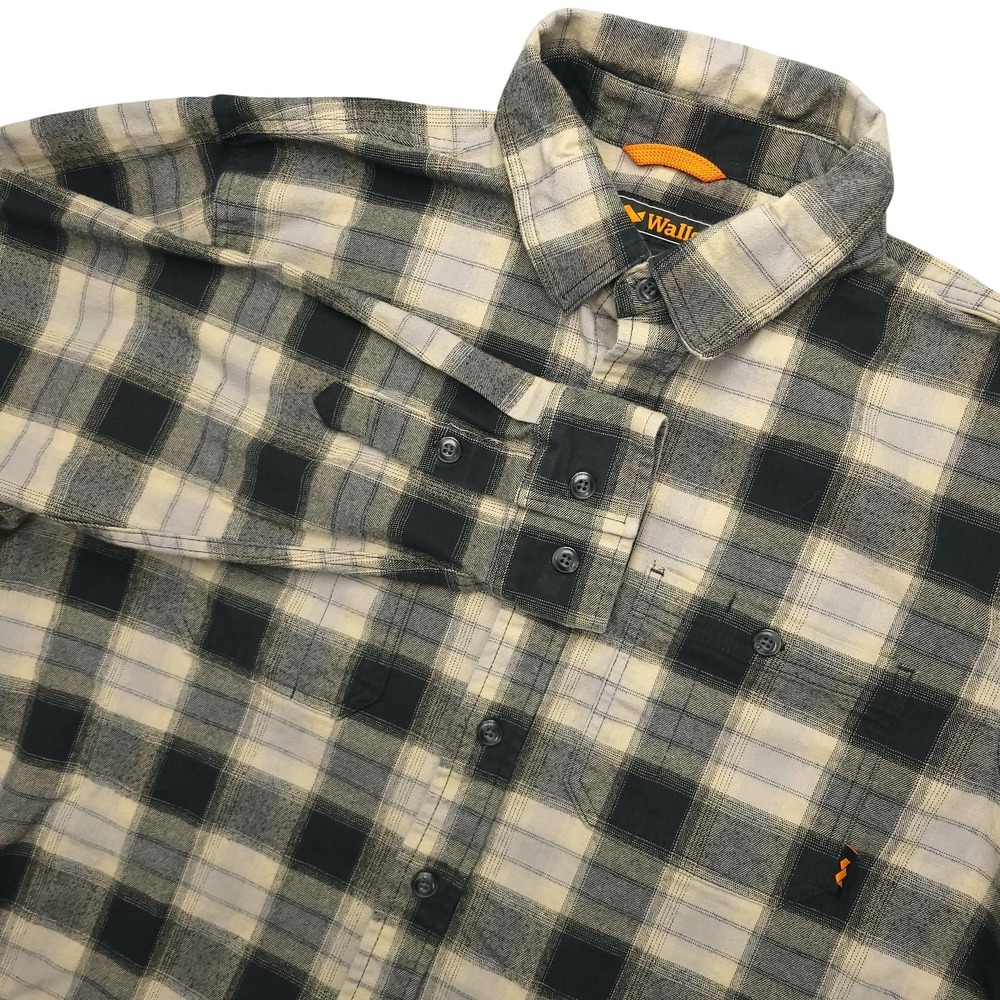 Walls Shirt Mens XL Beige Plaid Flannel Long Sleeve Button Up Workwear Casual